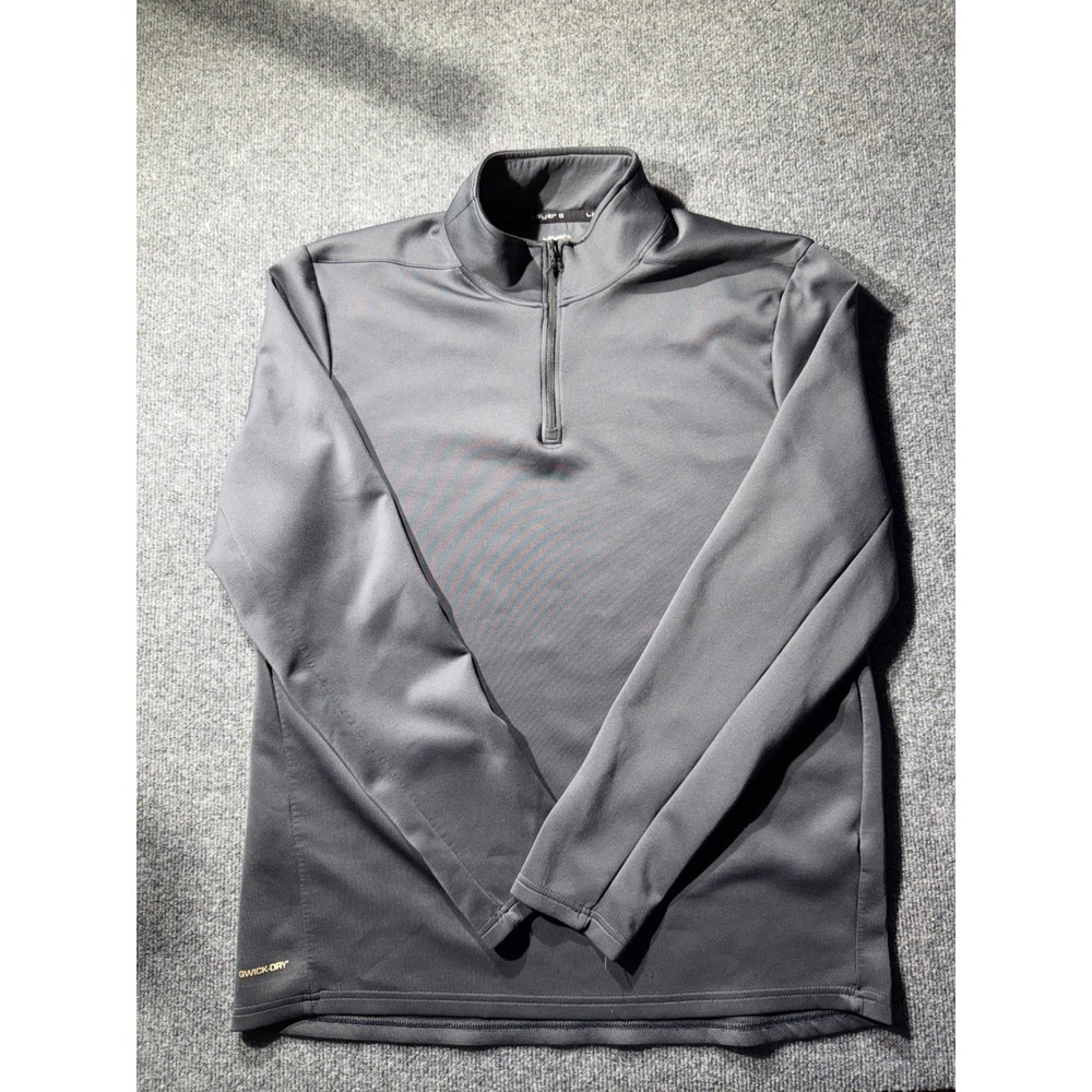 Layer 8 Mens Qwick-Dry Quarter Zip Pullover Charcoal Gray Athletic Shirt Large
